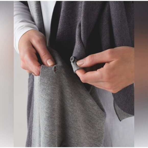 LULULEMON- After Asana Wrap Convertible Scarf Shawl Cardigan Cashmere Bamboo - Picture 5 of 10